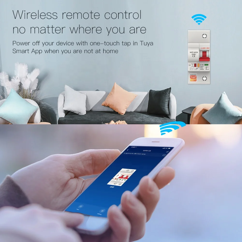 Умный автоматический выключатель Wi-Fi TUYA воздуха для IoT защита от перегрузки короткого замыкания перенапряжения работает с Smart Life WiFi
