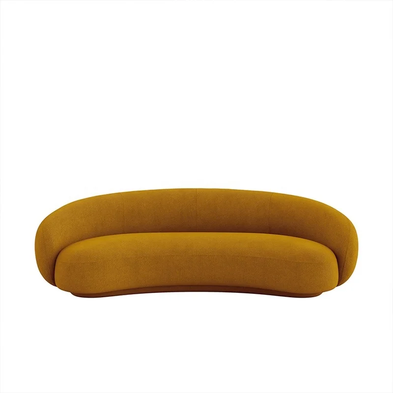 Modern living room curved sofa villa apartment comfort lamb velvet sofa set furniture moon shape couch sofa custom