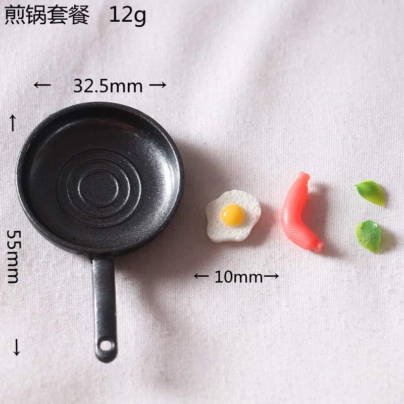 Dollhouse Food Play Miniature Scene Ob11 Pan Steak Egg Sausage Skillet Dollhouse Accessories