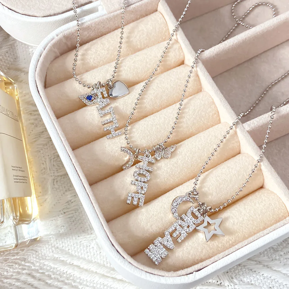 Foxi Hope Dream Love Faith Letter Charm Necklaces wholesale top sale customized gorgeous 925 sterling silver jewelry Bead Chain