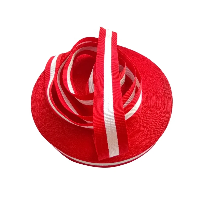 Striped Polyester Nylon Webbing Tape Strap Belt for Bag Custom High Quality Woven Jacquard 100% Polyester Elastic Band Shoes