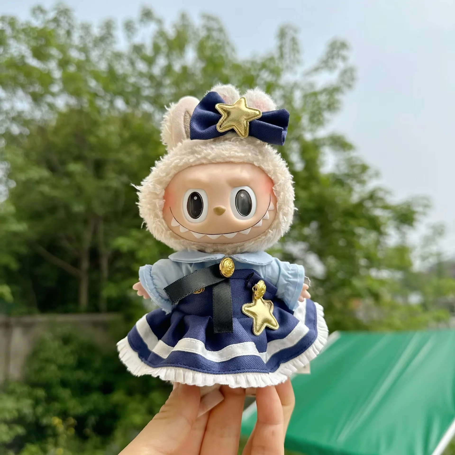 LABUBU Cute Dress Outfit Clothes Uniform Vest Skirt 15cm 17cm Doll Macaroon The Monster Toy Bag Pendant Suit Clothing