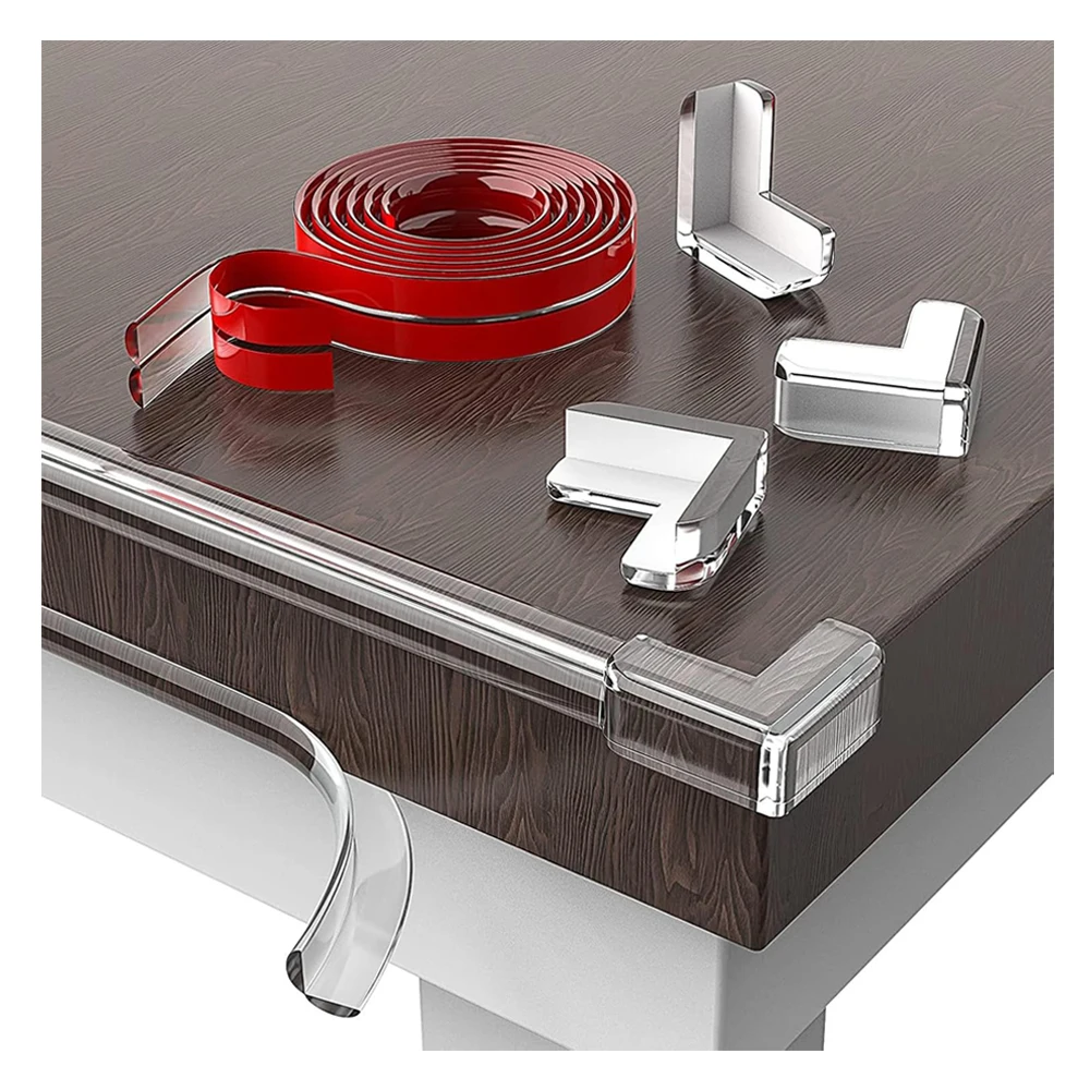 Transparent PVC Adhesive Safety Edge Strip Angle Protection for Furniture & Table Corners Baby-Safe Corner Bumper