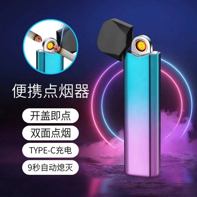 New Colorful Type-C USB Double Side Ignition Rechargeable Windproof Electronic Lighter For Cigarette Heating Wire USB Lighters