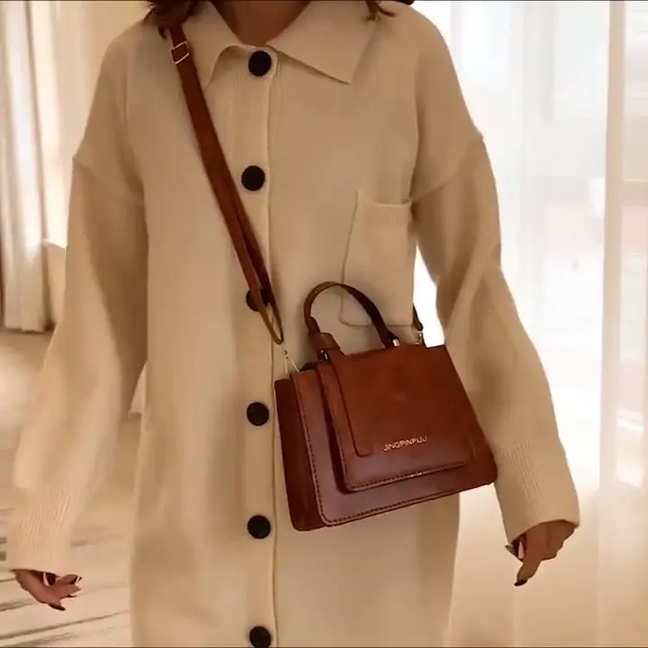 Fashionable Ladies Women Crazy Horse Pu Leather Purse Crossbody Flap Handbag Fall Bags