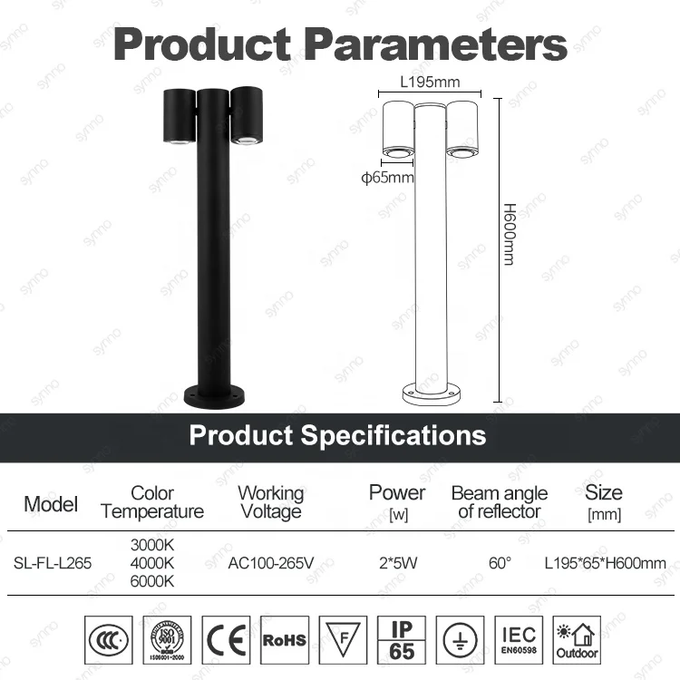 Outdoor Waterproof IP65 10W LED Garden Bollard Lawn Lights For Landscape Yard Pathway Garden Lawn Light