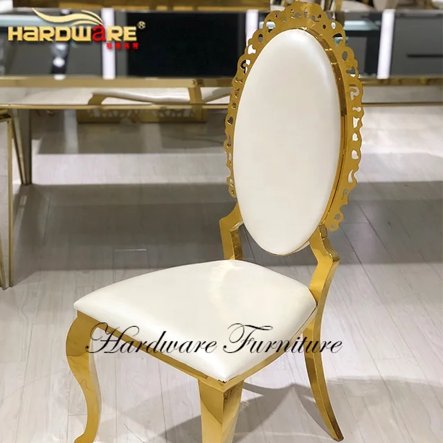 High back metal frame dining gold luxury stainless steel wedding chairs
