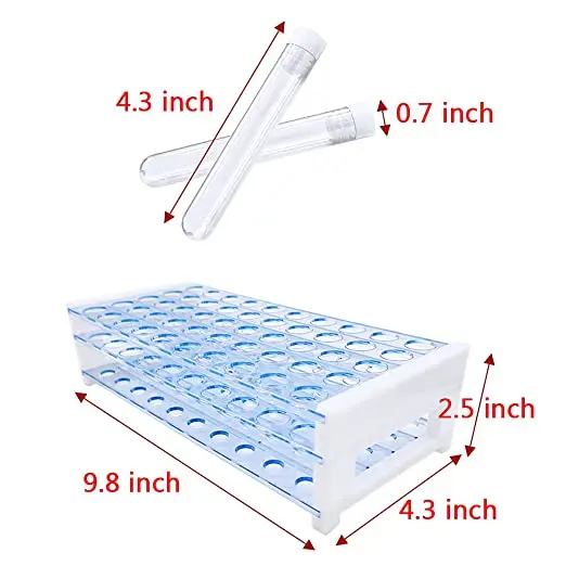 Plastic Test Tube Rack 50 Well Holder for Diameter 13mm Test Tubes