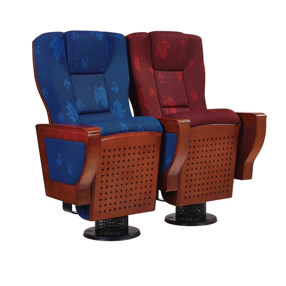 Luxury wooden auditorium chair church pew folding lecture hall seating concert hall chair