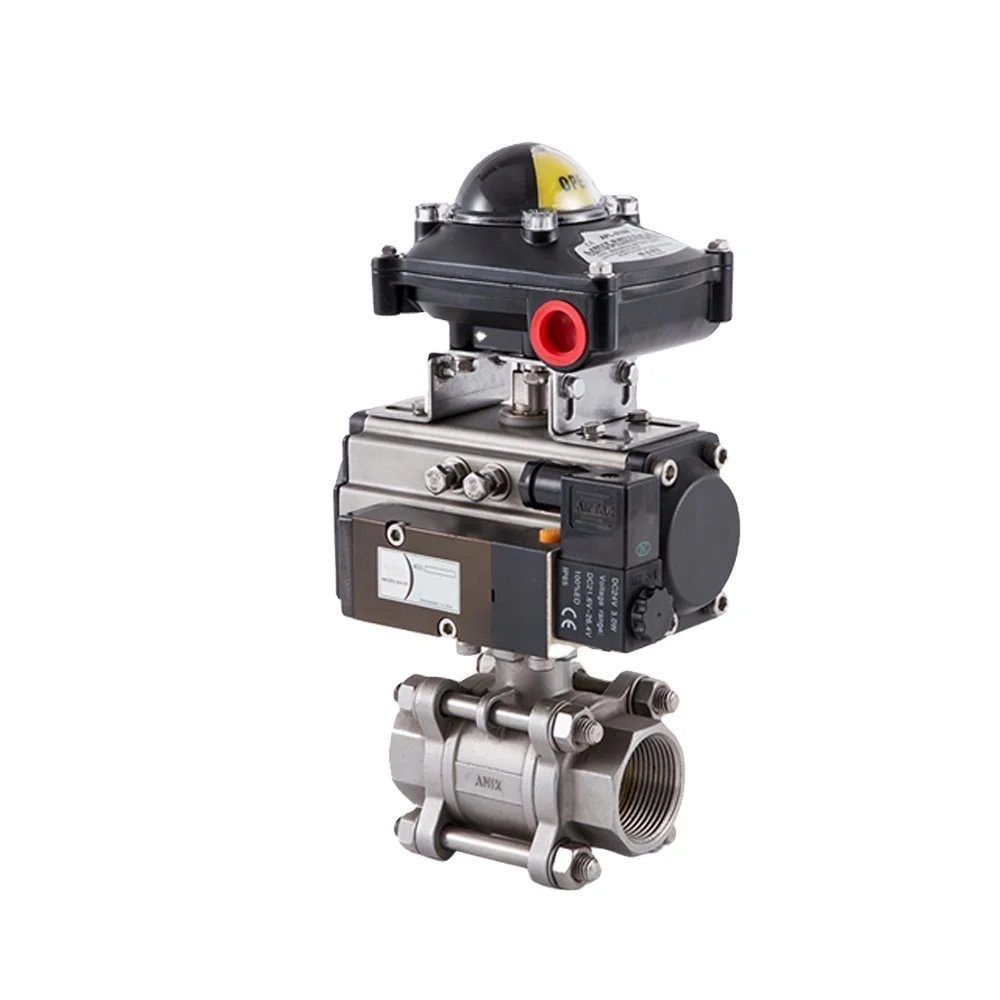 Custom Factory Wholesale Air Actuated Three-Way On-Off Pneumatic Thread Ball Valve