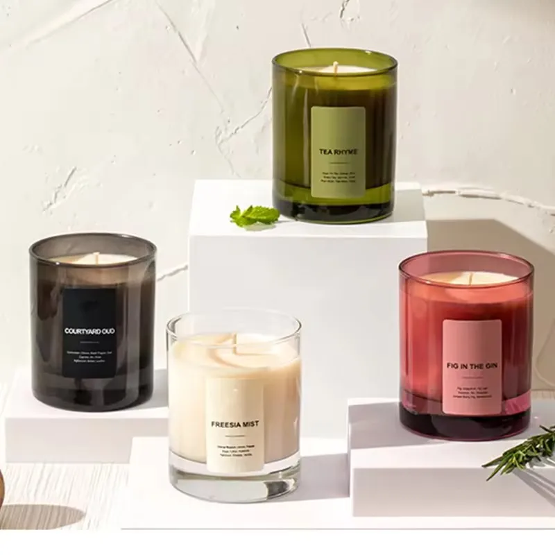 Luxury Frosted Matte Black Glass Candle Jars Container With Meta Lid Bamboo Wood Cork Lid 8oz 10oz 12oz 16oz