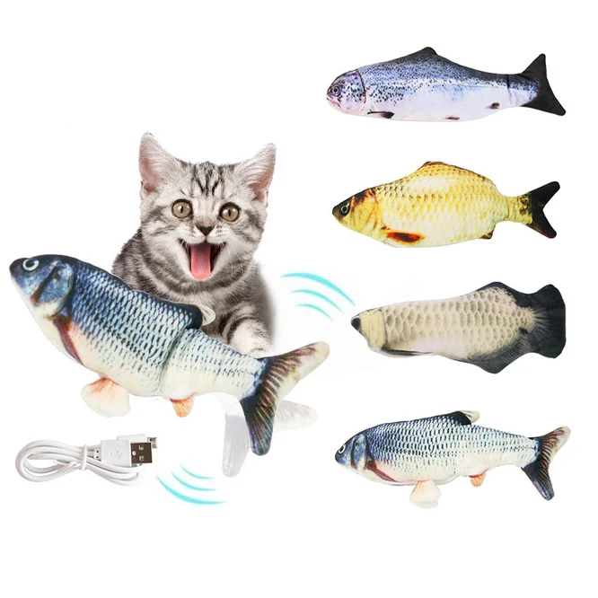 Factory Wholesale Fish Simulation Wiggle Catnip Toys Cat Toy Fish Usb Charge 3D Stuffed Pet Toys