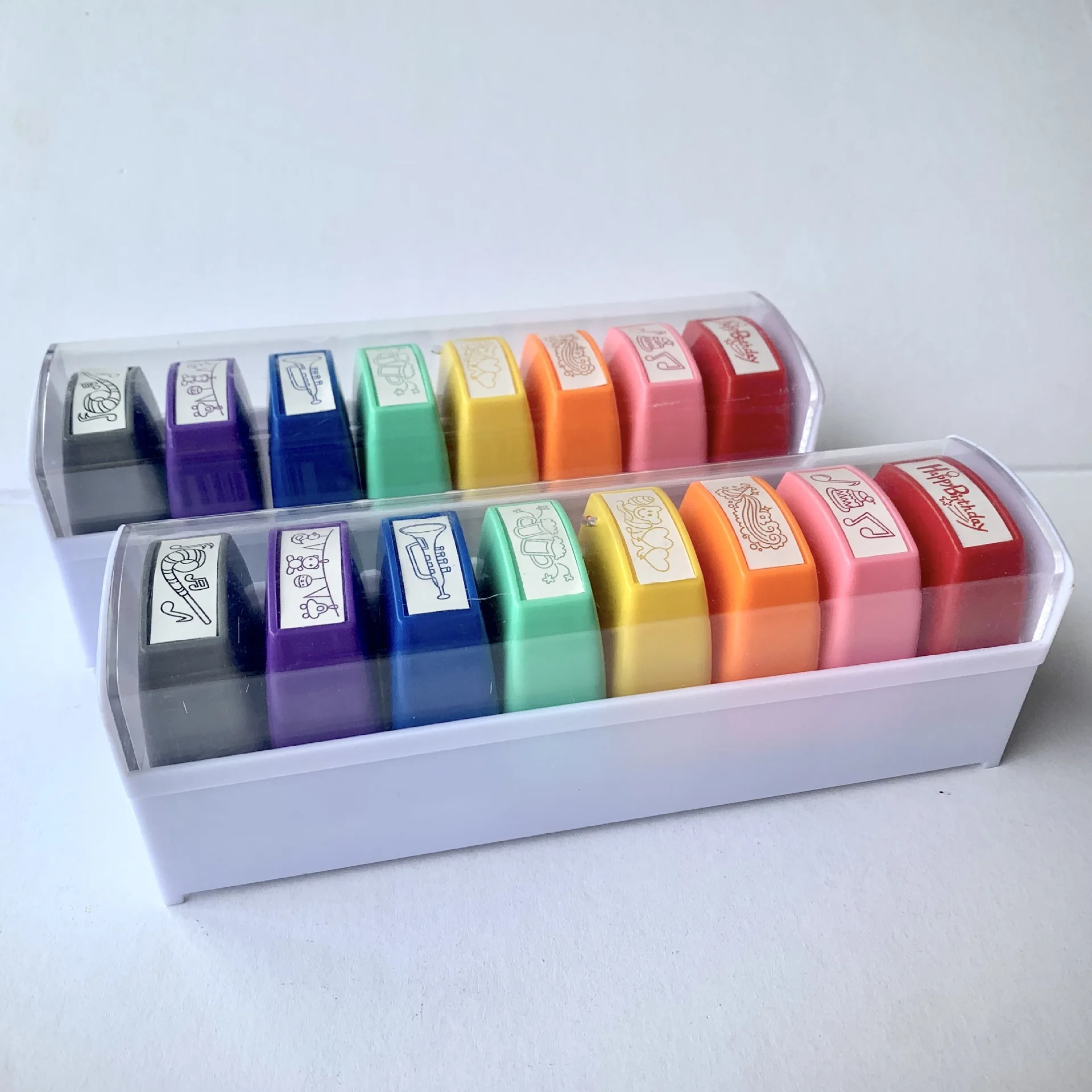 New Colorful 8 in 1 Children Teacher Custom Kids Flash Rubber Stamp Number Rolling Teacher Stamps