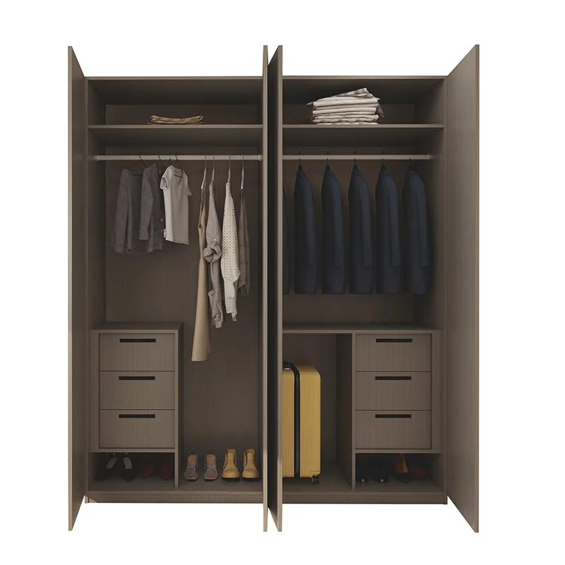 Hored Home Bedroom Furniture Simple Streamlined Design Aluminum 4 Doors Wardrobe
