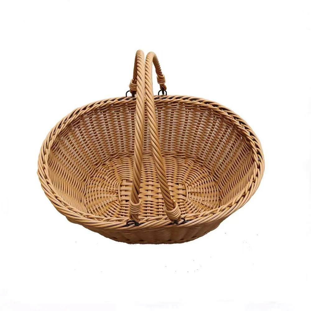 Empty Oval Wicker Gift Baskets Willow Woven Picnic Easter Candy Storage Basket Wine Basket with Handle