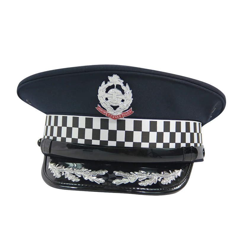 New high-quality black wool officer visor solid color military police cap role play show movie props