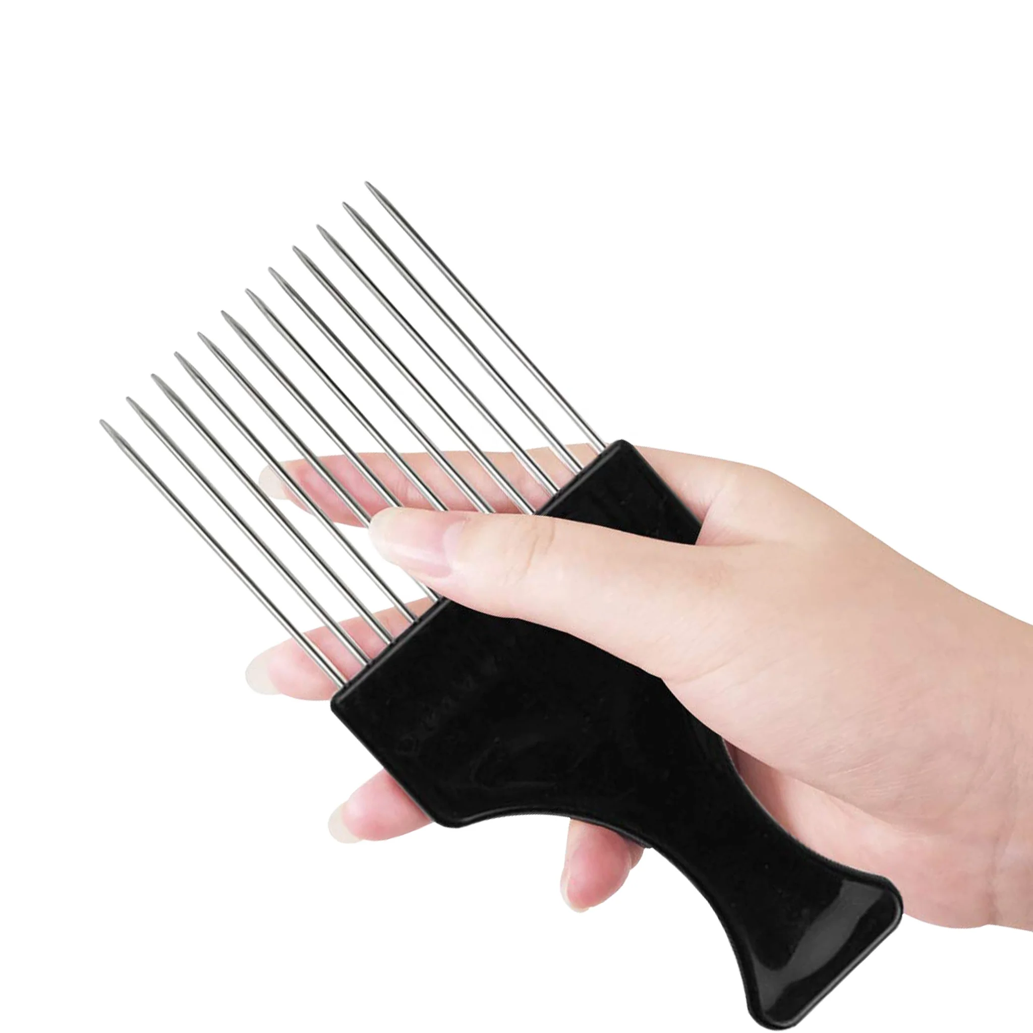 Afro Pick Magic Hair Coils Tool, Square Afro Pick with Natural Metal African Black Fist Comb