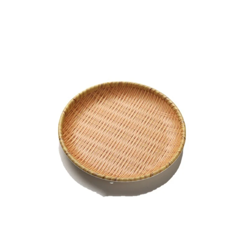 Rectangular Porcelain Plastic Plate for Hot Pot Restaurants, Made of Dense Amine with Rattan Woven Texture.