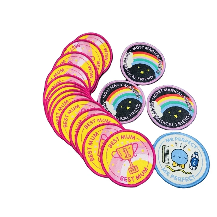 Bespoke Fabric Embroidered Patch Label Sew On Garment Sports Custom Logo Printed Woven Cloth Badges For Clothing