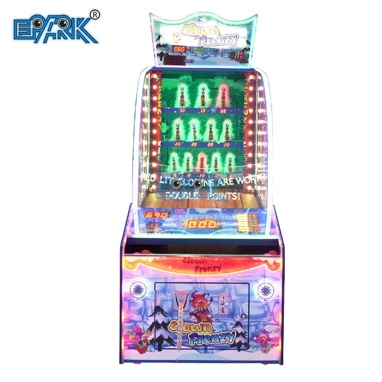 Attractive New Coin Operated Ticket Redemption Game Kids Ball Pitching Arcade Game Machine Clown Frenzy