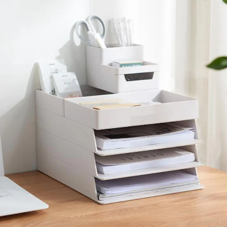 
DIY Desktop Decorations ABS Resin A4 File Drawable Storage Box Stationery Organizer Set Home Office Table Desk Accessories 