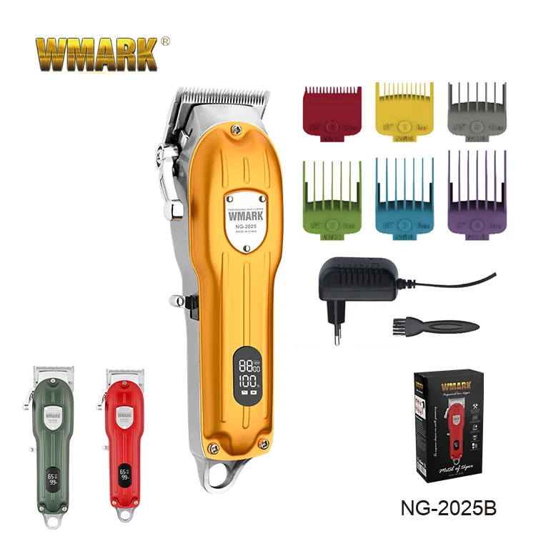 WMARK NG-2025B RTS All Metal Housing Led Display Stainless Blade 6500RPM Professional Hair Trimmer barber Hair Clippers
