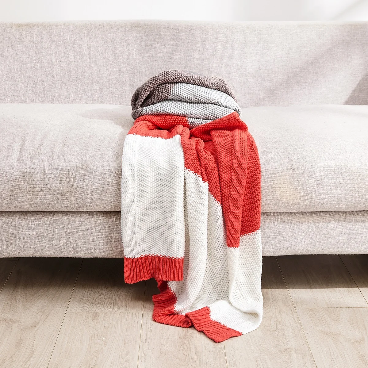 Custom Decoration Luxury 100% Cotton Knitted Throw Blankets for home