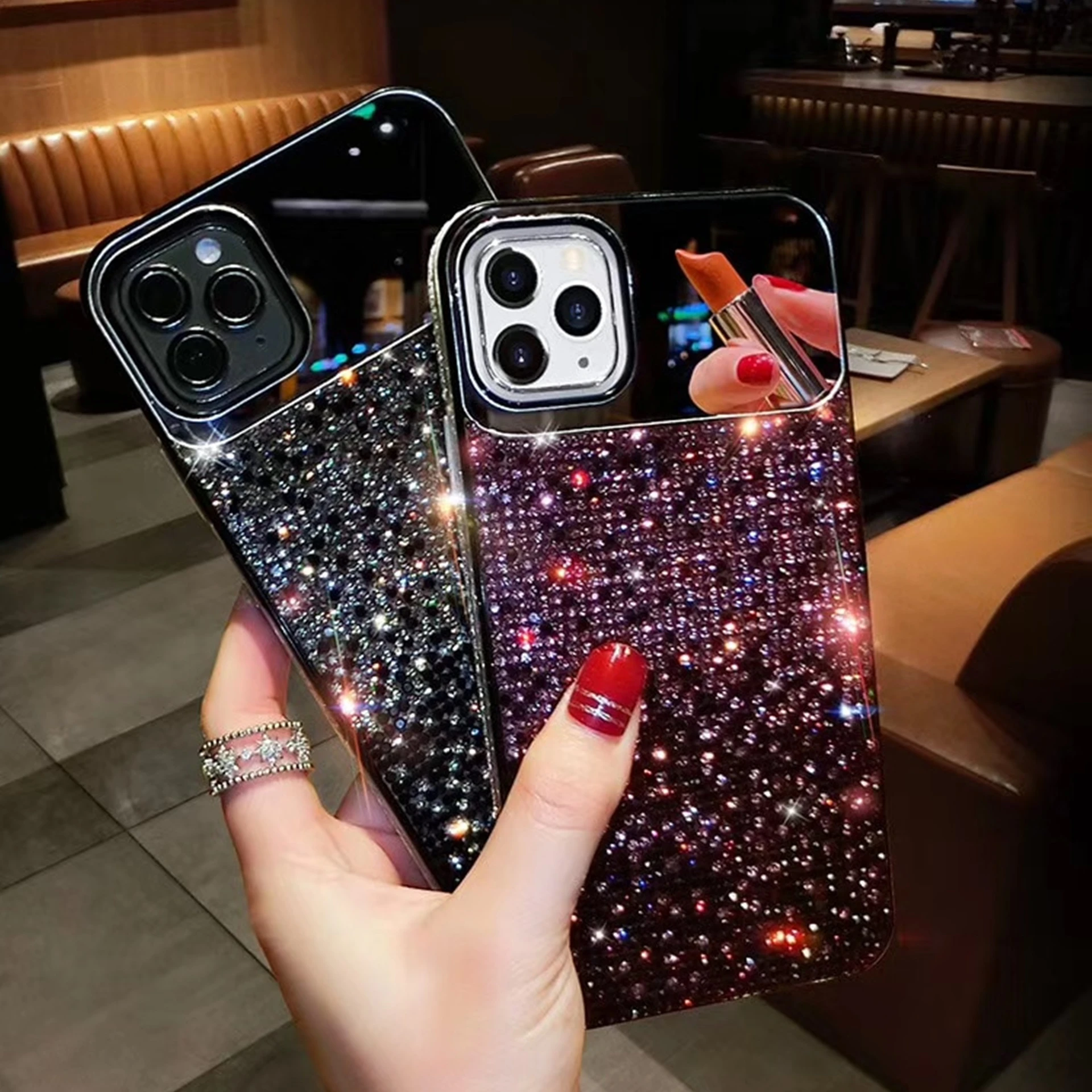 Bling Glitter Mirror Diamond Design Phone Cover Luxury Fashion Designer Cell Phone Cases for iphones