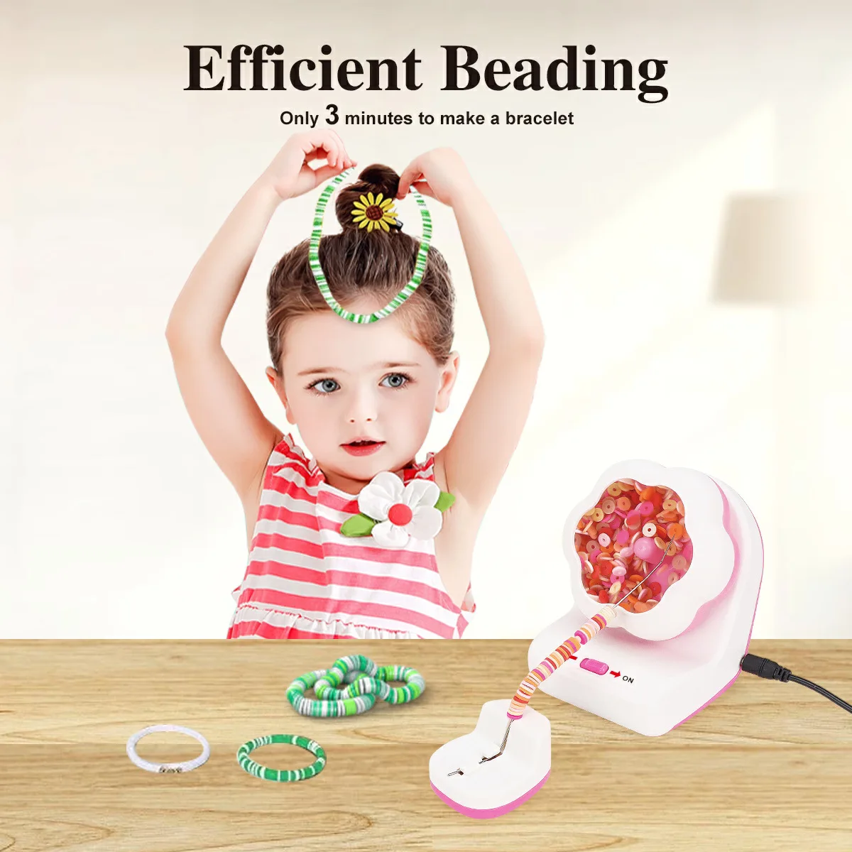 2024 New USB automatic beading machine weaving string rice bead and broken silver adjustable speed electric beading machine knit