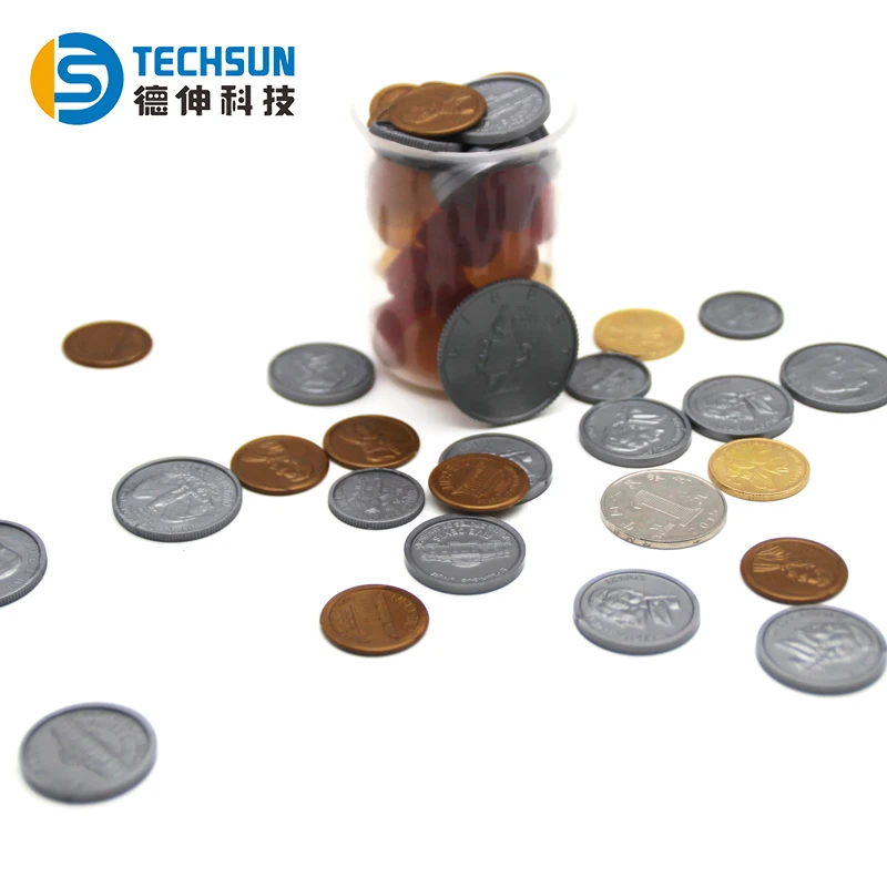 
Learning toys plastic coins set for kids cognition 6 type plastic play money coins 