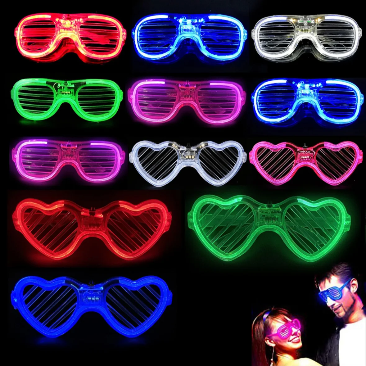 Luminous heart shaped LED child birthday toy glasses Christmas Halloween party bar colored luminous glasses