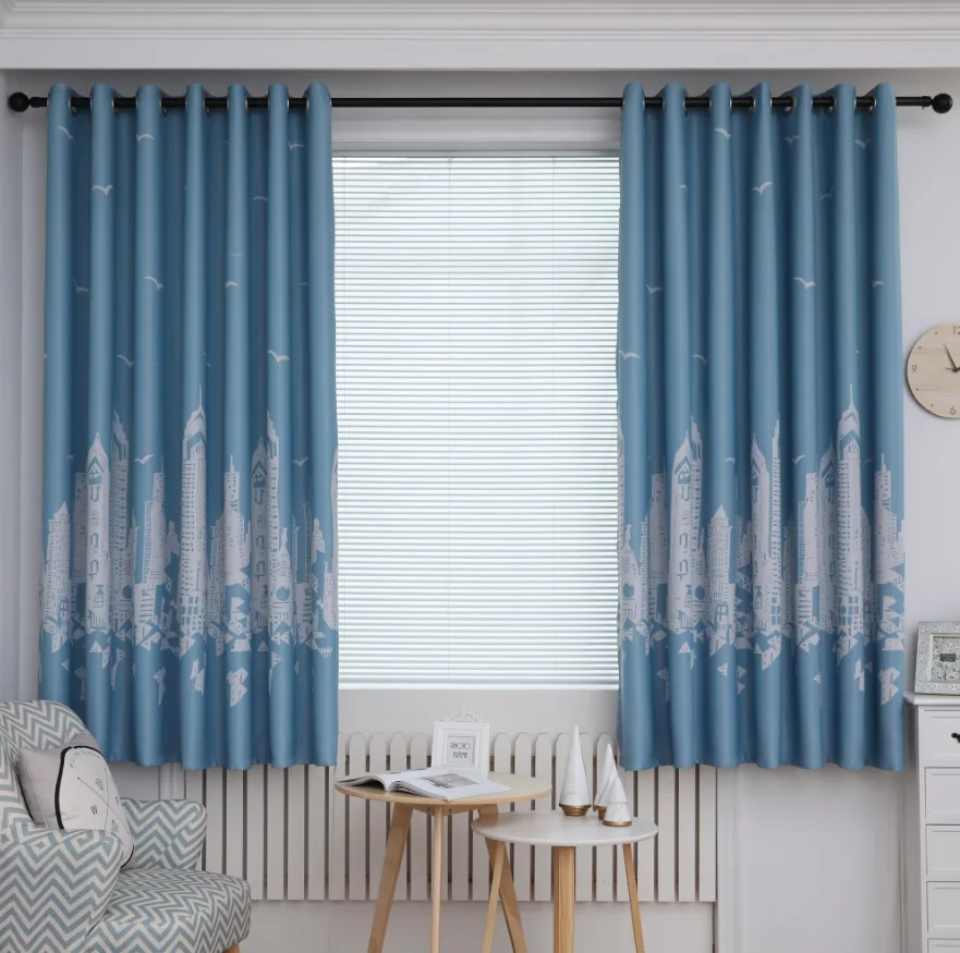 2.1M Width High Grade Skyscraper Shape Drawing Hotel Blackout Curtain Fabric Best Curtain Fabric