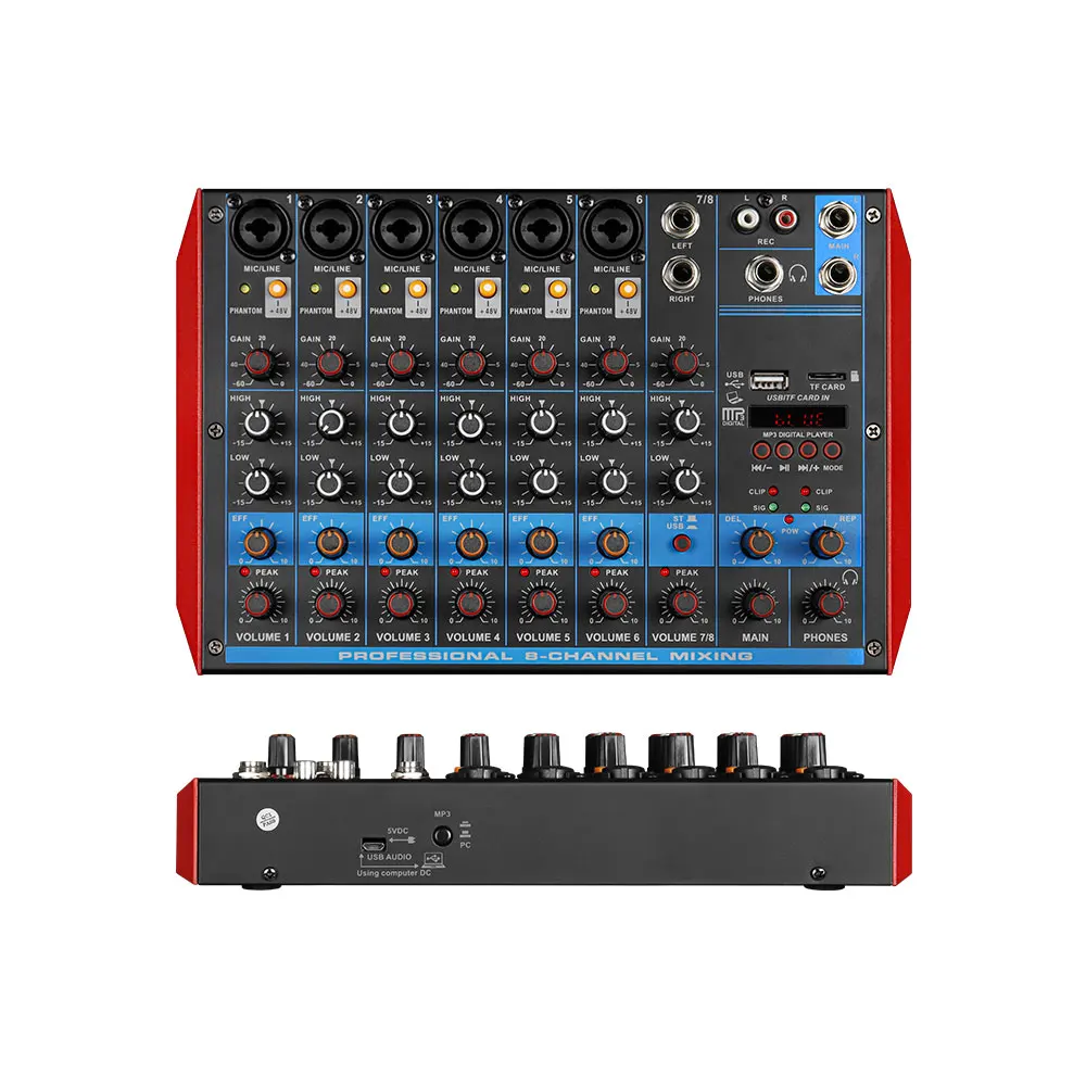 Профессиональный аудио завод бестселлер 8-канальный Dj цифровой микшер Blueteeth звуковой