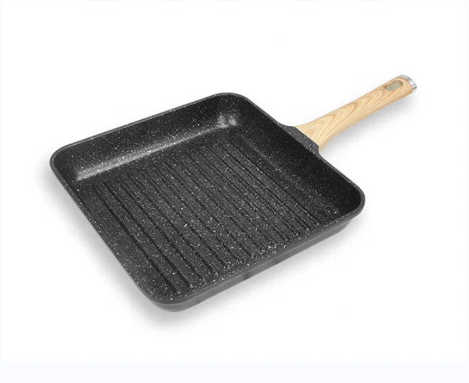 Cast aluminum Grill pan Non Stick  28 cm  Square shape Fried beef steak Griddle pan