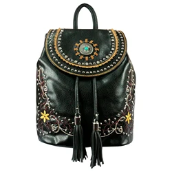 Fashion Hand Tooled Hair On Hide Fur Leather Backpack Stylish Carving Leather Backpack Western Style Backpack Concealed Carry