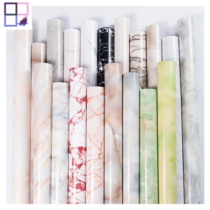 Modern removable wall sticker peel and stick panel tiles waterproof marble stone film foil for bathroom