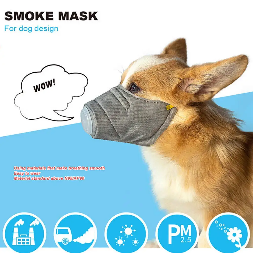 
Dog Face Mask, Soft Cotton Mask, Adjustable, Reusable Pet Mask, Anti-Fog PM2.5, N95 Filter, 3PCS 