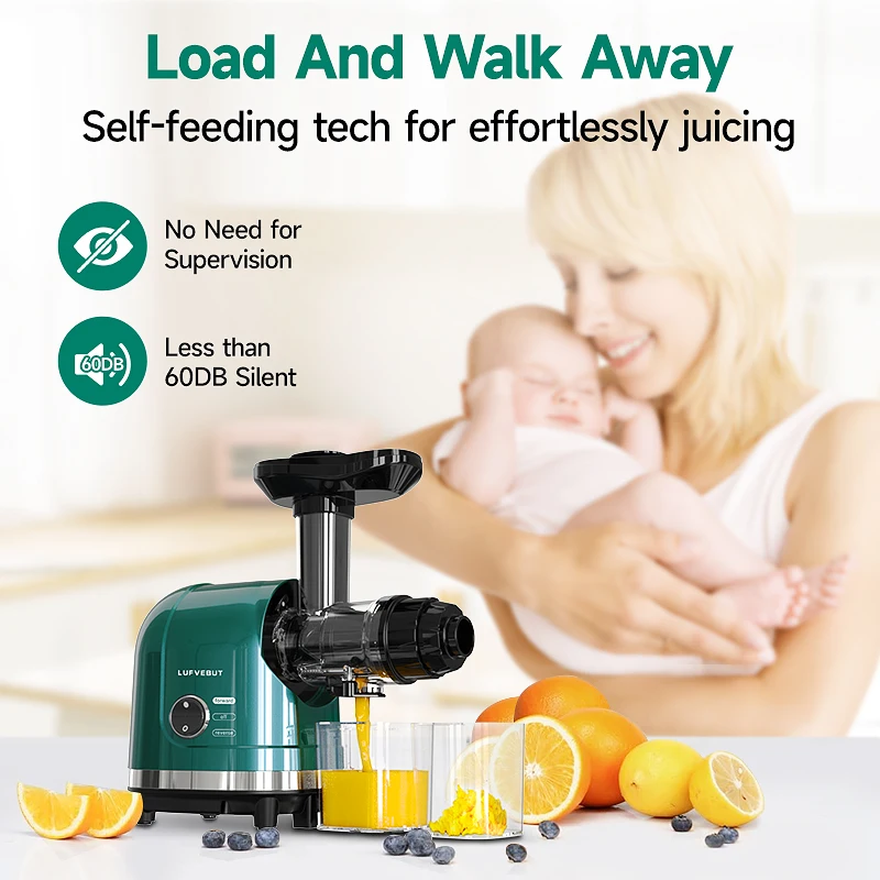 BPA Free Horizontal Wheatgrass Vegetable Fruit Pomegranate Orange Celery Extractor Machine Slow Juice