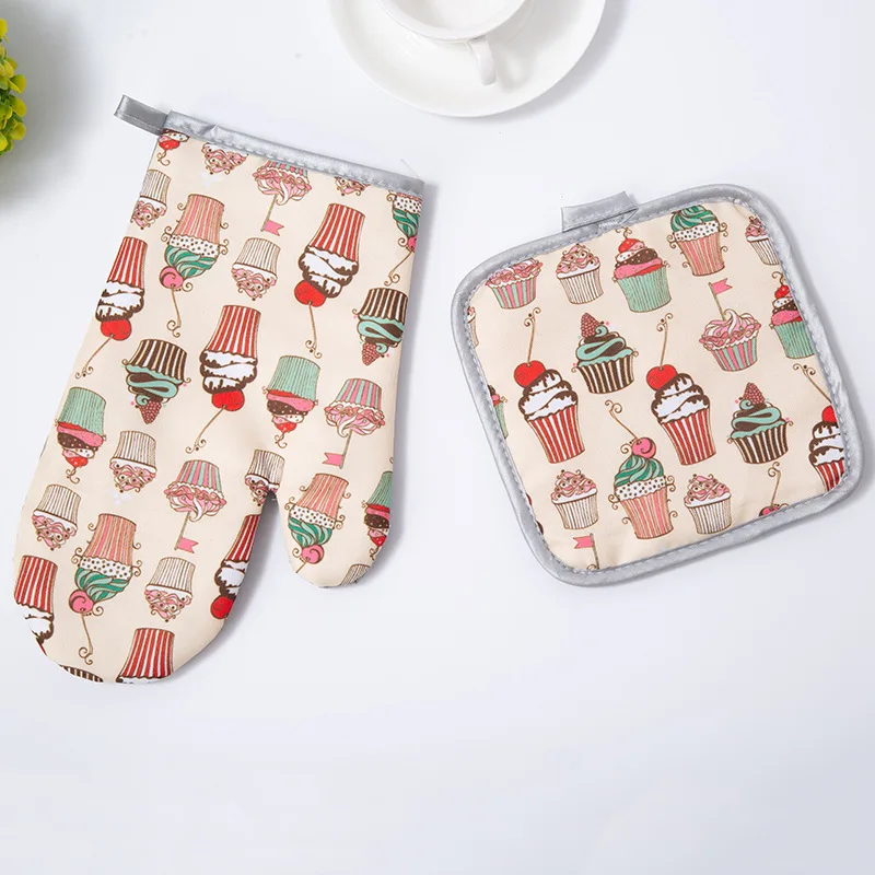 Wholesale Sublimation Heat resistant Kitchen Custom Oven Mitts and Pot Holders Sets