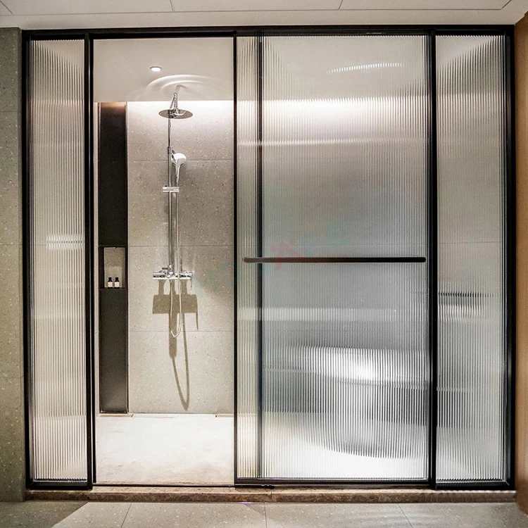 HDSAFE Frameless glass shower door hardware swing bathroom glass door black hotel house home villa sliding shower glass door
