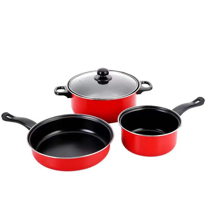 
Wholesale Pot Three-piece Pot Set with Annual Red Non-Stick Gift Pot 