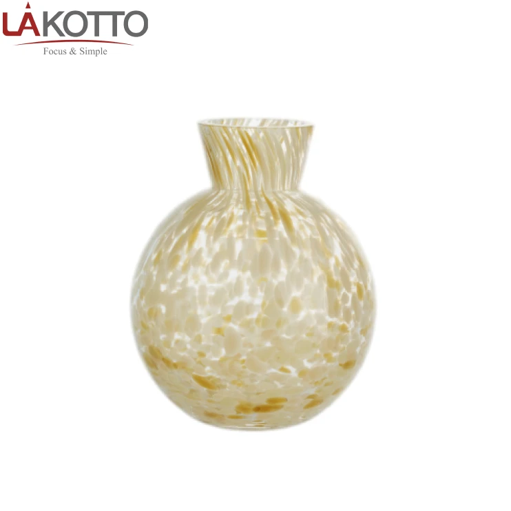 110mm height handmade Lakotto glassware small flower round vase decor glass