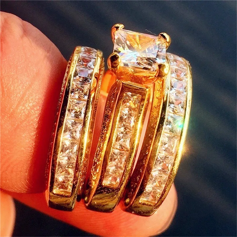 CAOSHI 3Pcs/Set Fashion Rings Set For Women Jewelry Gift Accessories Girls Female Engagement Wedding Luxury Ring Set