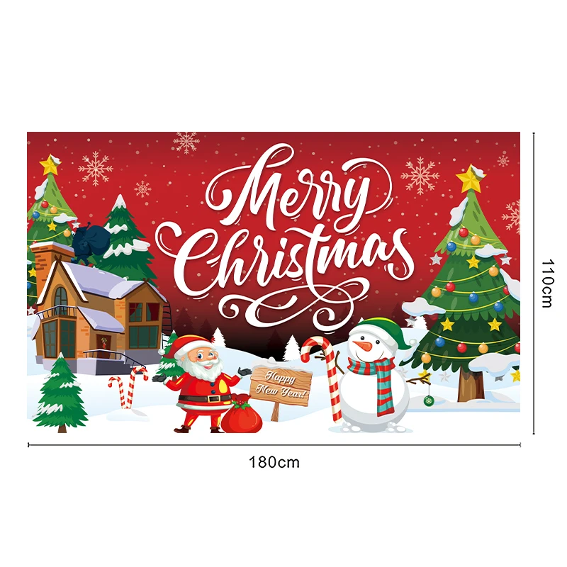 Christmas Backdrop Banner Merry Christmas Party Photo Background Red Black Buffalo Check Plaid Santa Claus Backdrop Decor