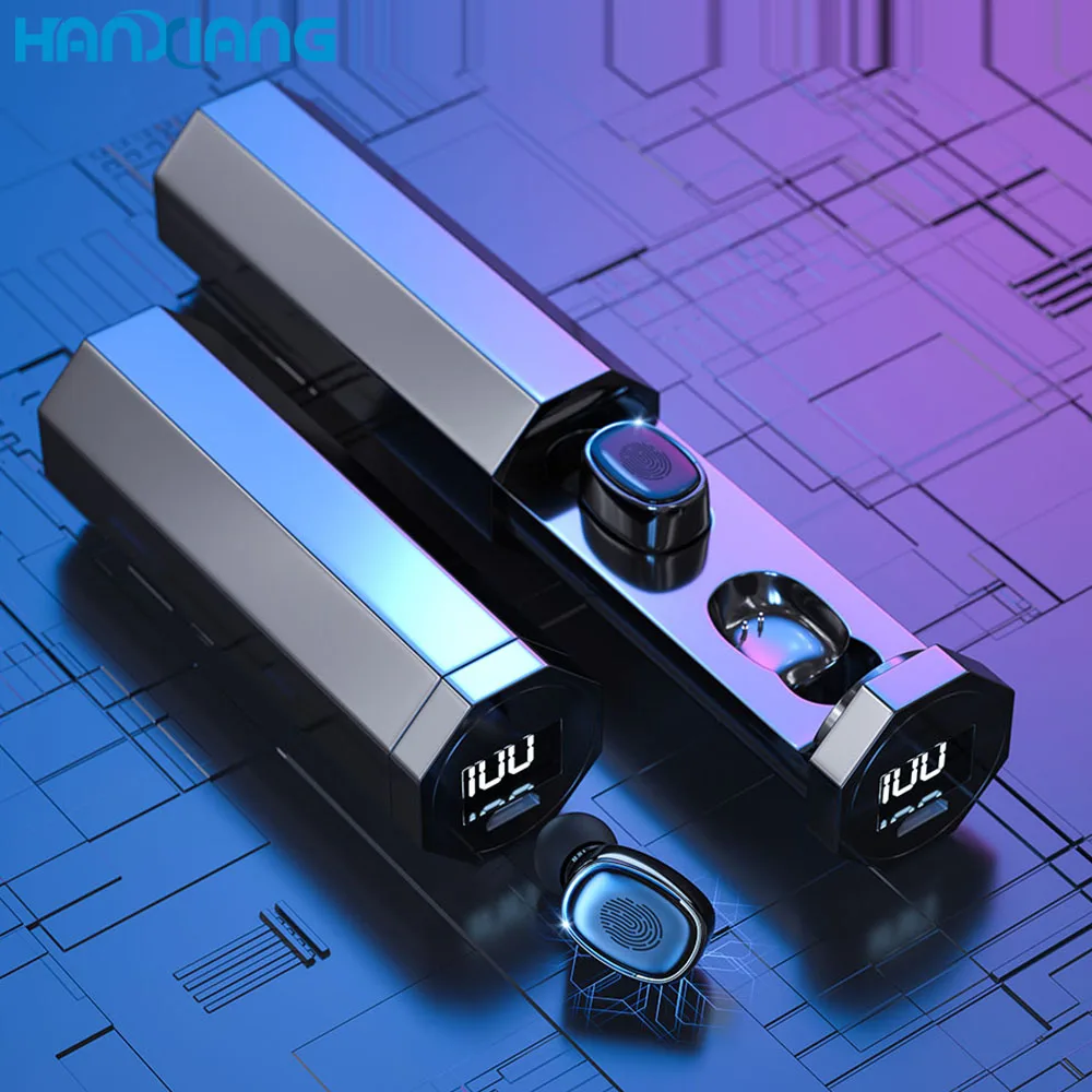 New Arrival Amazon 2021 Hot Hifi TWS Headset Fingerprint Touch LED Digital Display BT Wireless Headphone Earphone for Iphone