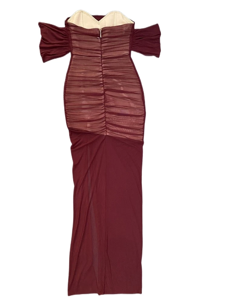 Hot Style Trailing Tail Off Shoulder Ruffles Dress Floor length Lady Party Dresses Evening Mermaid Dress
