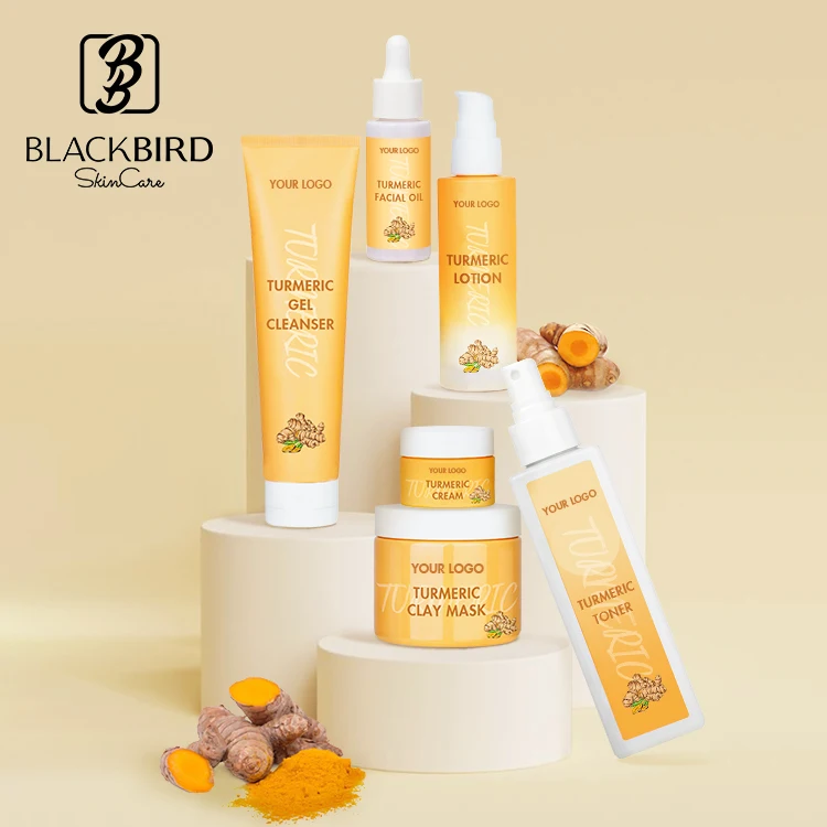 Private label Korea Cosmetic Available Whitening Brightening Anti-aging Glowing Turmeric Face Skin Care Set