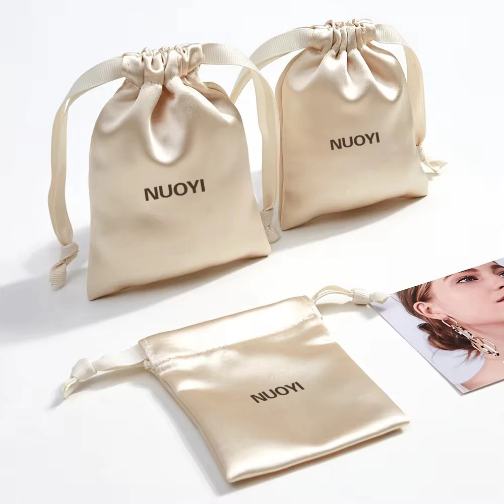 Custom small satin cotton gift bags cloth jewelry canvas shopping velvet drawstring dust pouch packaging bag with logo