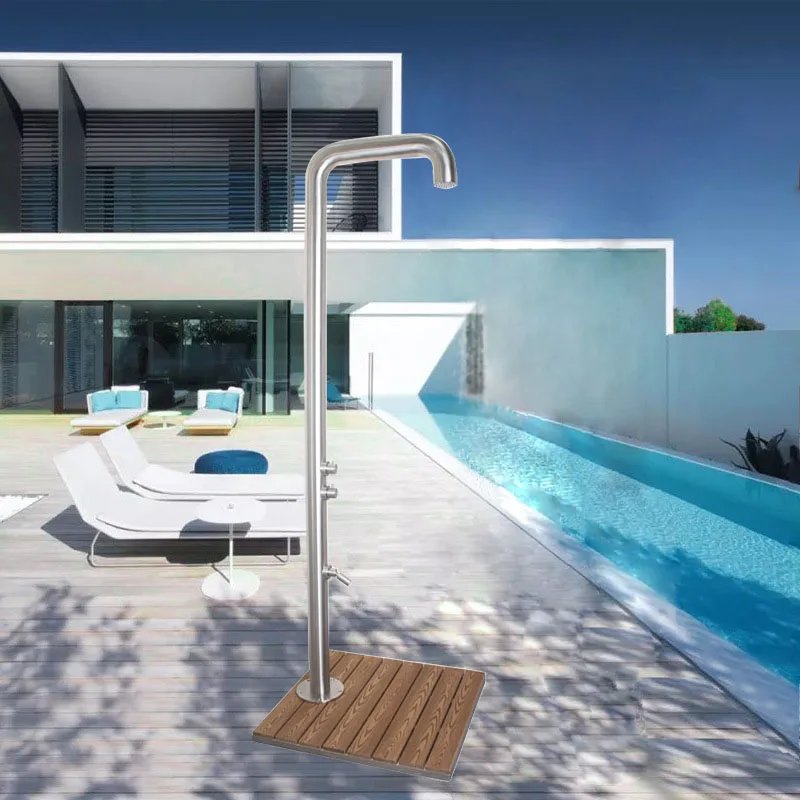 Stainless Steel Outdoor Pool Shower Standing Brushed Shower Column Shower Faucet