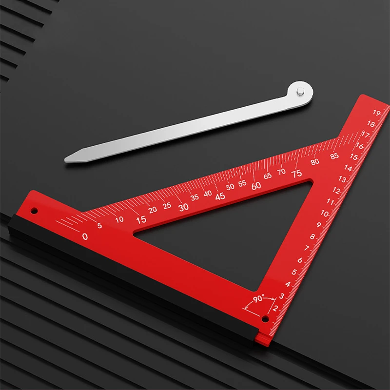 Aluminum Alloy Horizontal Square Right Angle Ruler Triangle Ruler Multifunction Woodworking 90Degrees Angle Ruler Measuring Tool